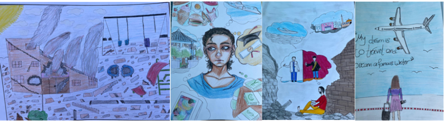 Sueños bombardeados: Dibujos infantiles de futuros destrozados por dos años de guerra en Gaza