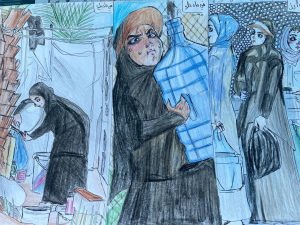 Drawings by child in Gaza who attended Save the Children's Child Friendly Space for Mental Health and Psychosocial Support (MHPSS) and educational activities.